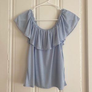 blue off the shoulder top